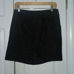 Gap Factory black silver metallic mini skirt Sz 8 EUC